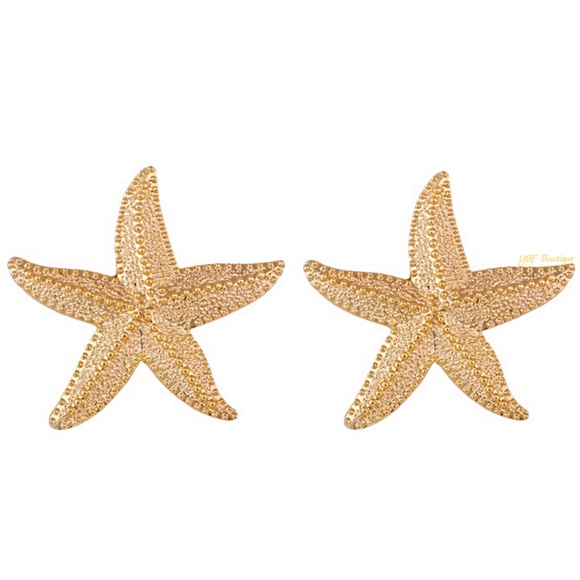 New Big Oversized Gold Starfish Post Fashion Earrings - Picture 2 of 9